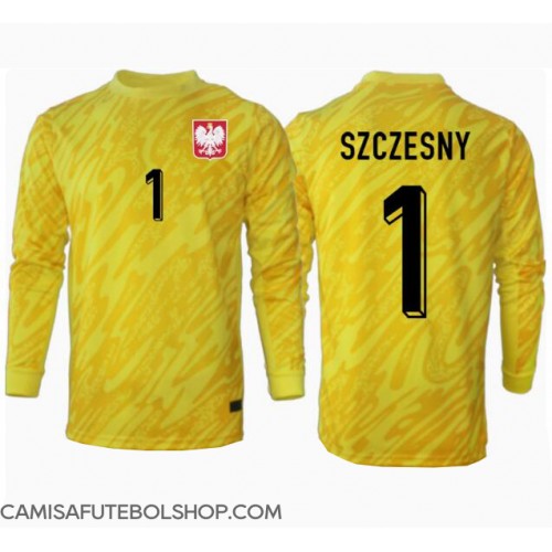 Camisa de time de futebol Polónia Wojciech Szczesny #1 Goleiro Replicas 1º Equipamento Europeu 2024 Manga Comprida